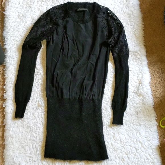 All Saints Taya Wool Lace Dress Black Small - Picture 2 of 5